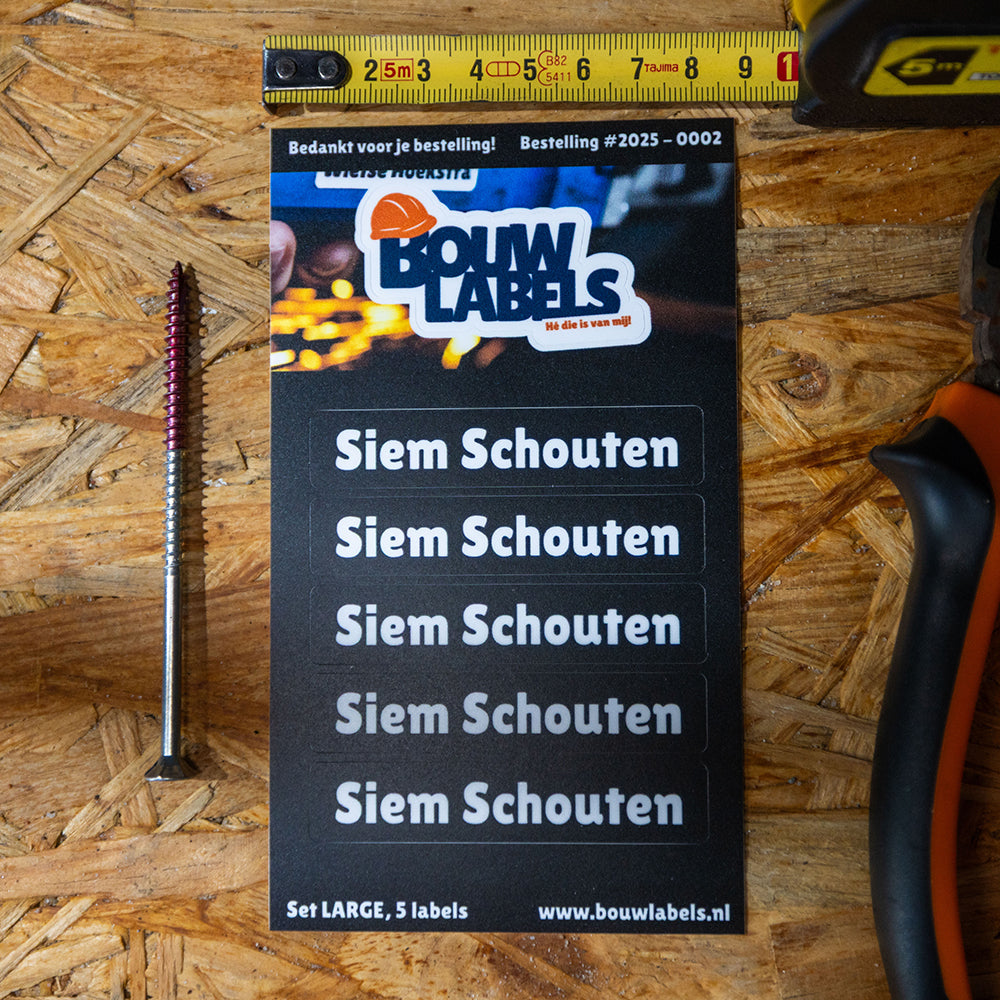 Bouw Labels Groot (set van 5 labels)