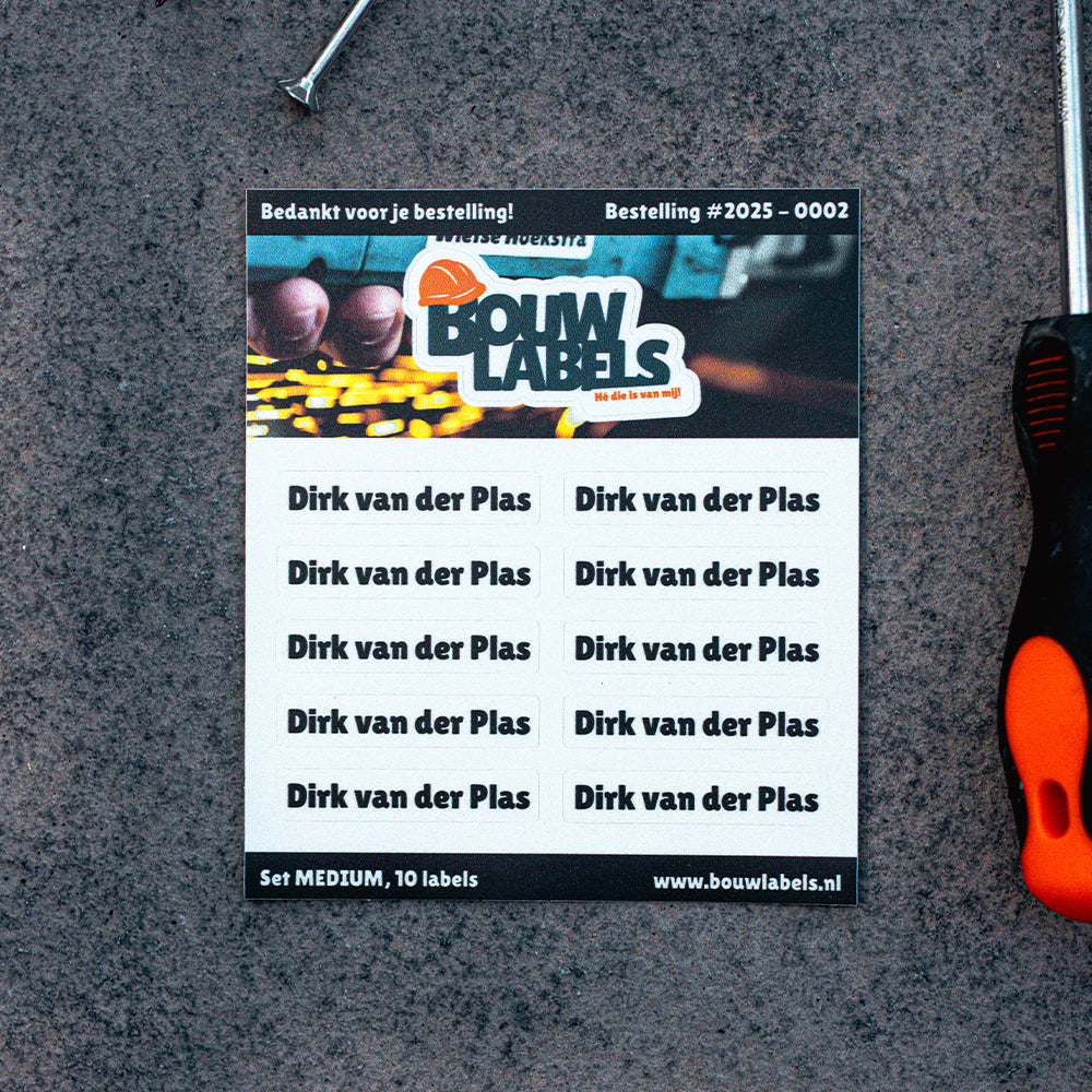 Bouw Labels Middel (set van 10 labels)
