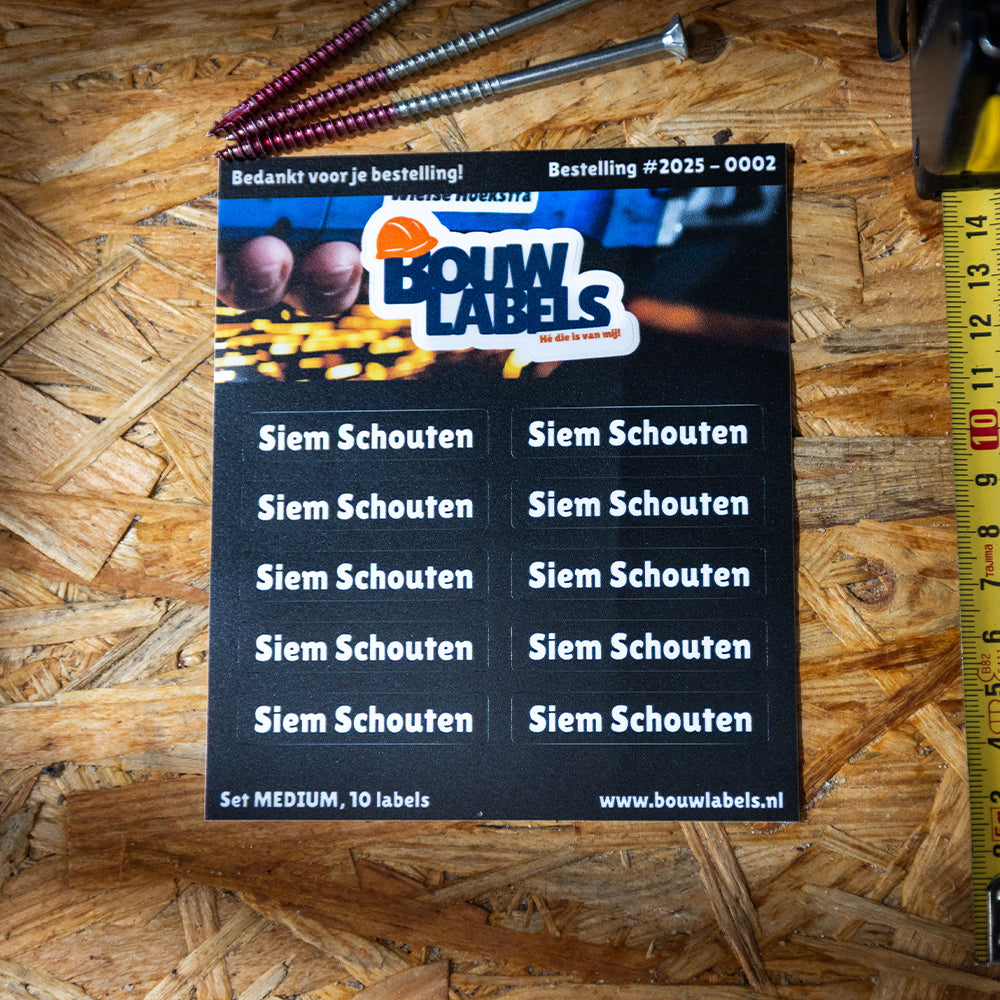 Bouw Labels Middel (set van 10 labels)