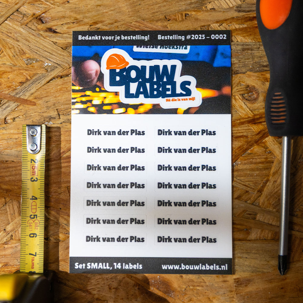Bouw Labels Klein (set van 14 labels)